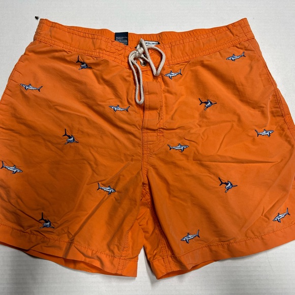 Vintage Ralph Lauren Orange Swim Trunks with Shark Design (small) - Picture 1 of 10